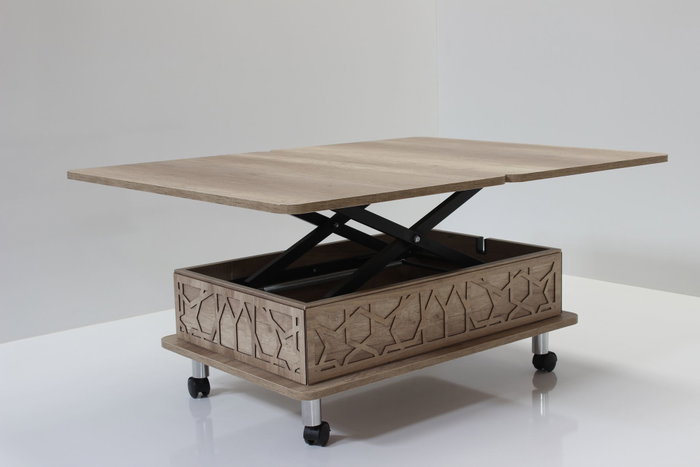 Hanah Home Mesa de café Alaska ajustable con ruedas